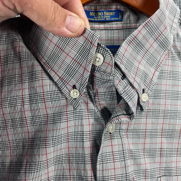 Pendleton Woolen Mills Metro Shirt Men's XL Black/Red Plaid Wrinkle Resistant - Picture 3 of 9